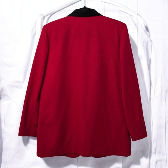 Sag Harbor Wool Blazer Velvet Collar Red Career Jacket Woman Size 8 Career‎ Wear - Picture 9 of 10